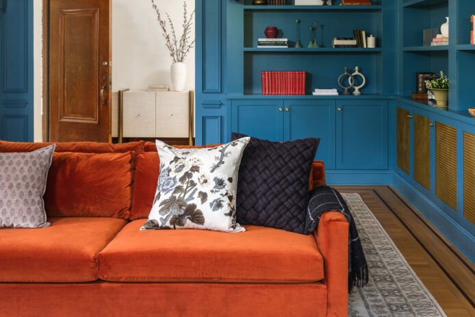 Blue Bookshelves by Banner Day Interiors