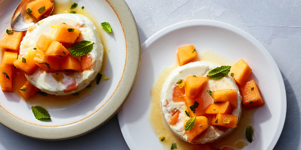 Melon and Greek Yogurt Panna Cotta