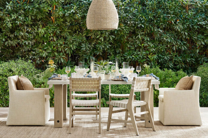 Pottery Barn Abbott Concrete Acacia Outdoor Dining Table