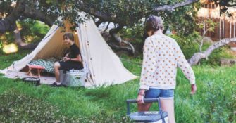 Kids with Tent